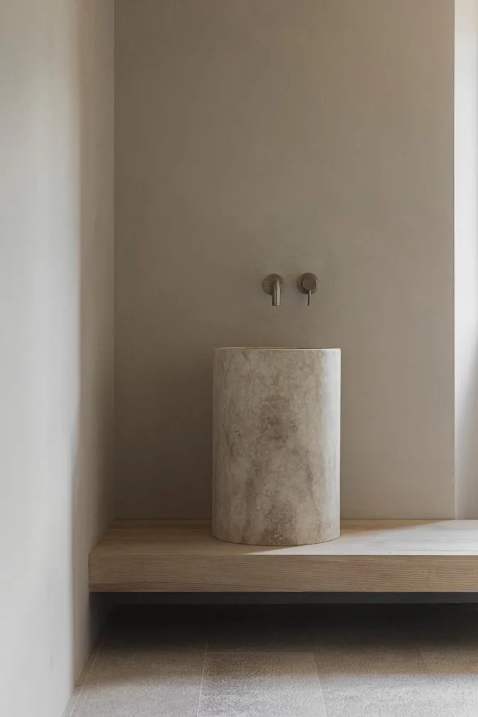Luna Cylinder Basin — Makrana White, Honed finish