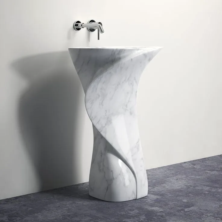 Spirale Pedestal — Statuario, Honed finish