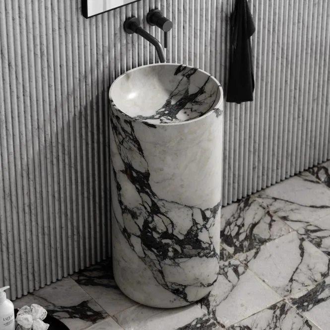 Vena Cylinder Basin — Panda White, Polished finish