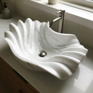 Designer Italian marble pedestal wash basin for luxury bathroom decor